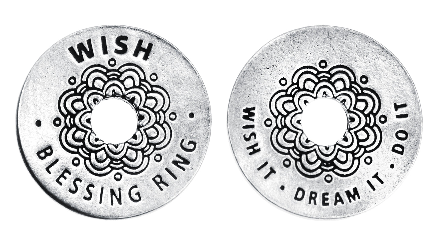 Wish Blessing Ring – Wish It Dream It Do It Double-Sided Silver Token, Quarter-Size