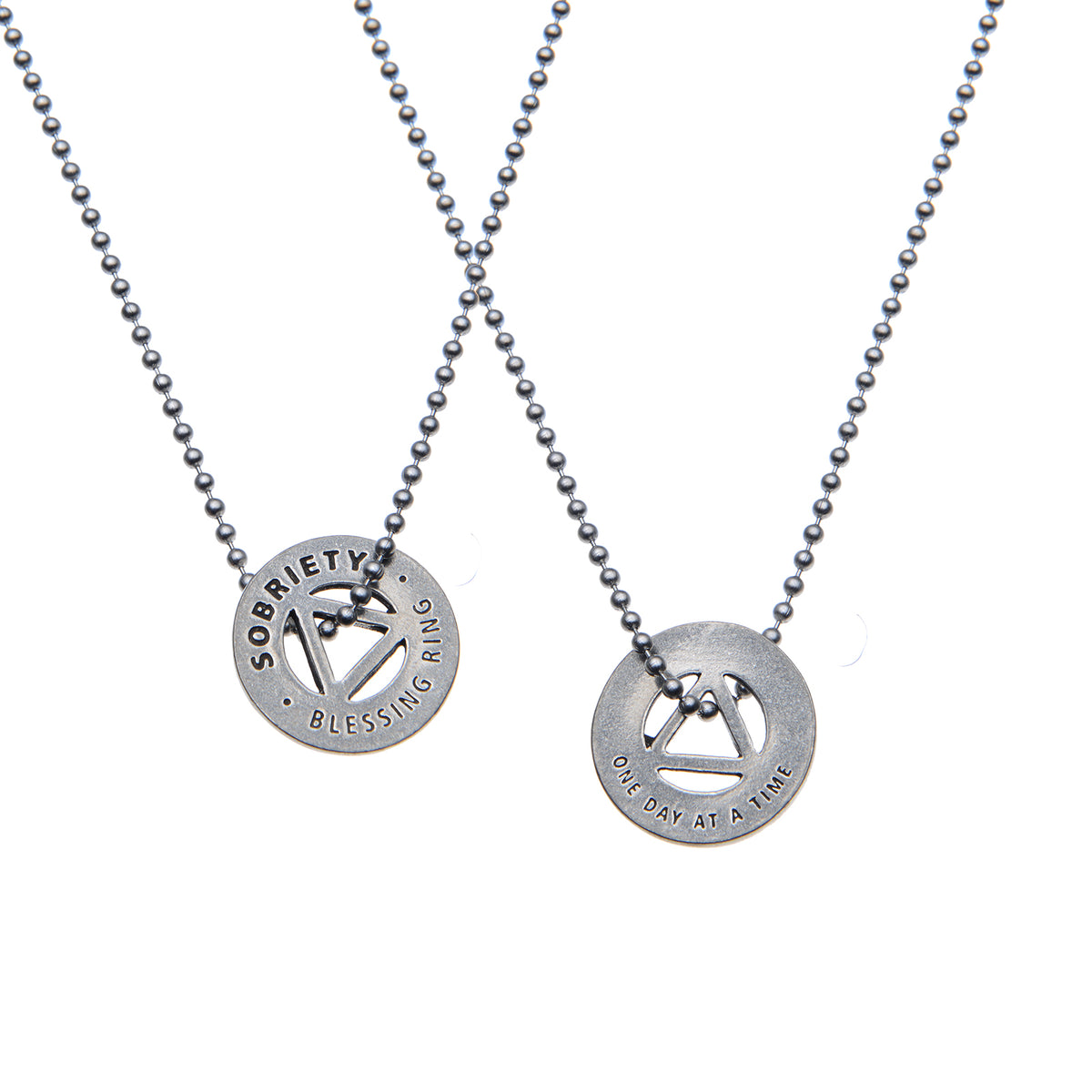 Sobriety Blessing Ring – One Day at a Time AA Recovery Symbol Double-Sided Silver Token