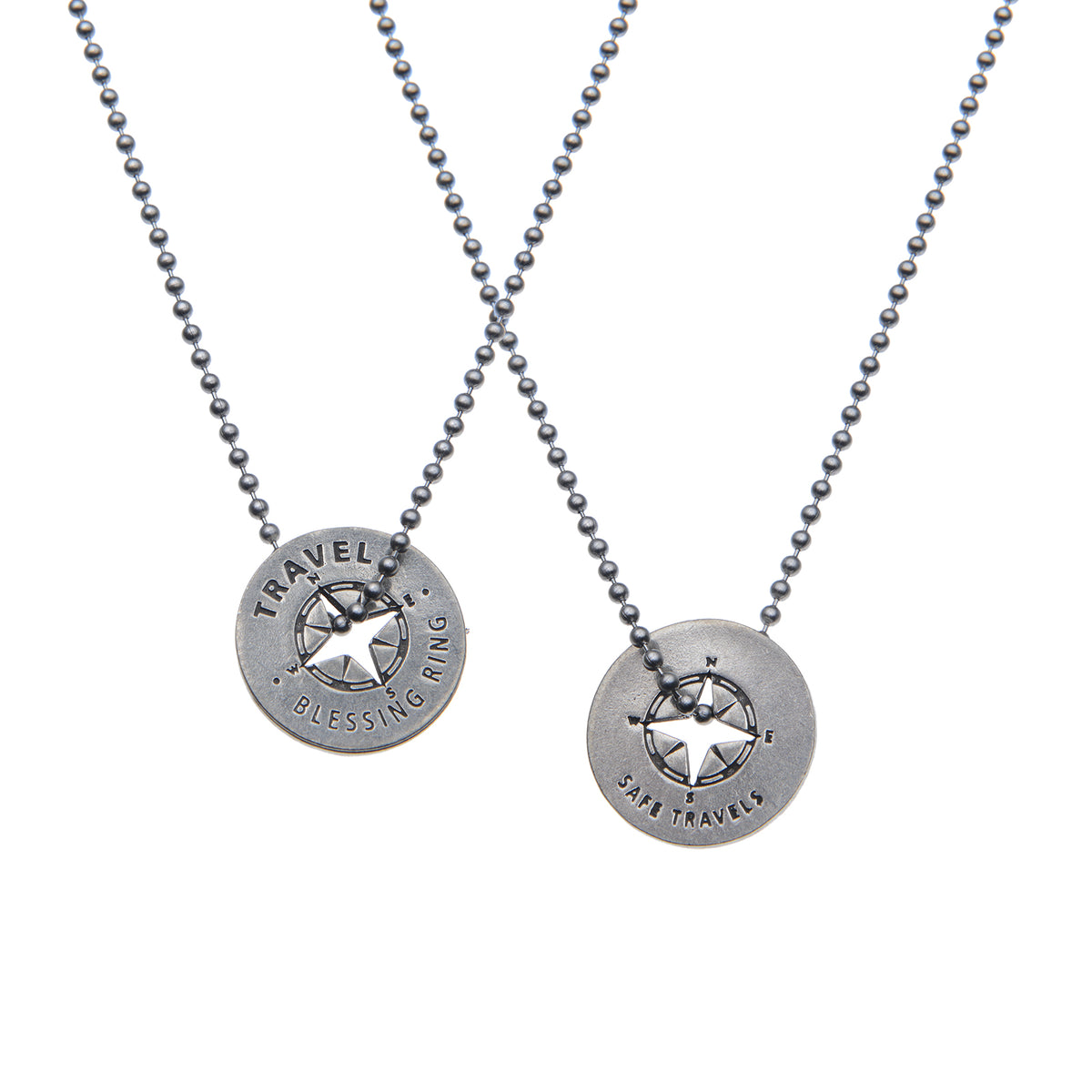 Travel Blessing Ring – Safe Travels Compass Double-Sided Silver Token, Quarter-Size