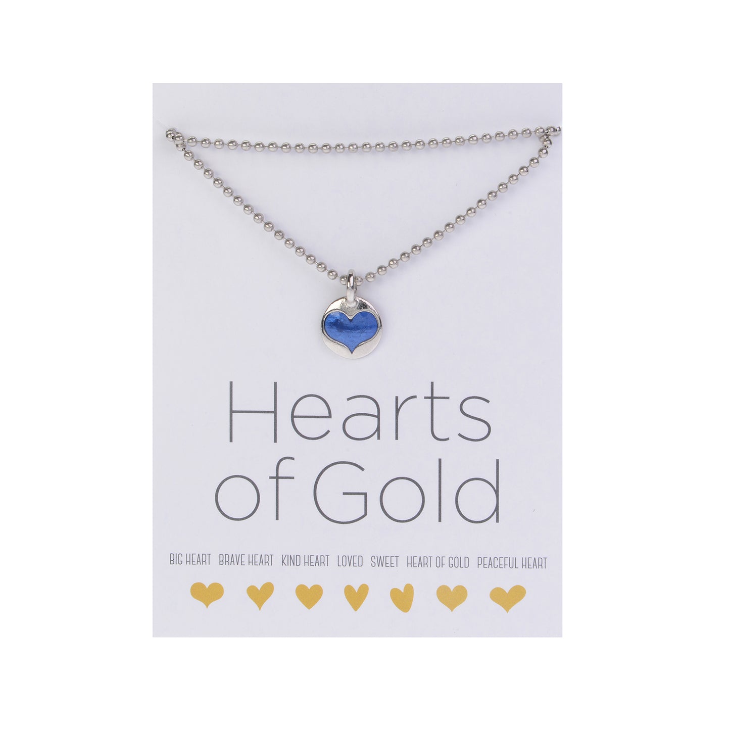 Hearts Of Gold Necklace: 18" Silver Ball Chain with Silver Big Heart Charm