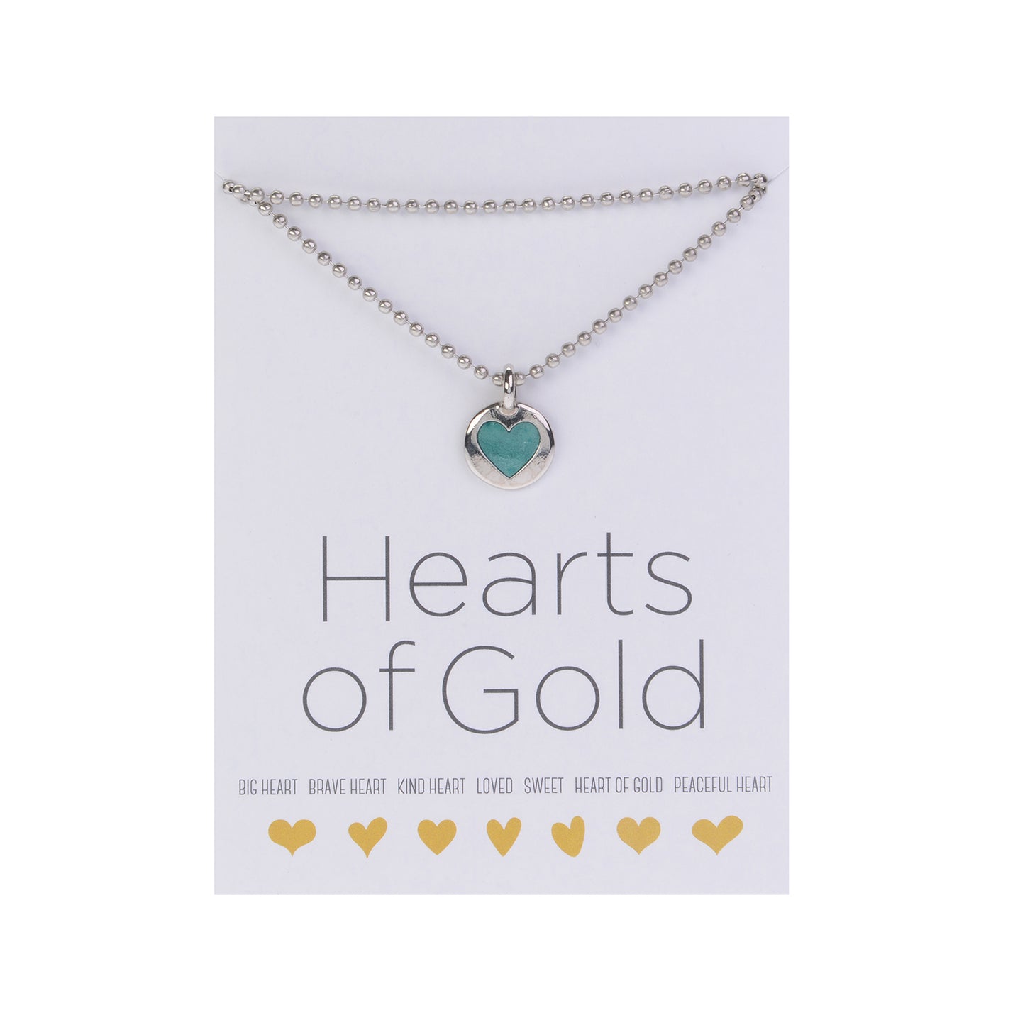 Hearts of Gold Necklace 18" Silver Ball Chain with Silver Kind Heart Charm