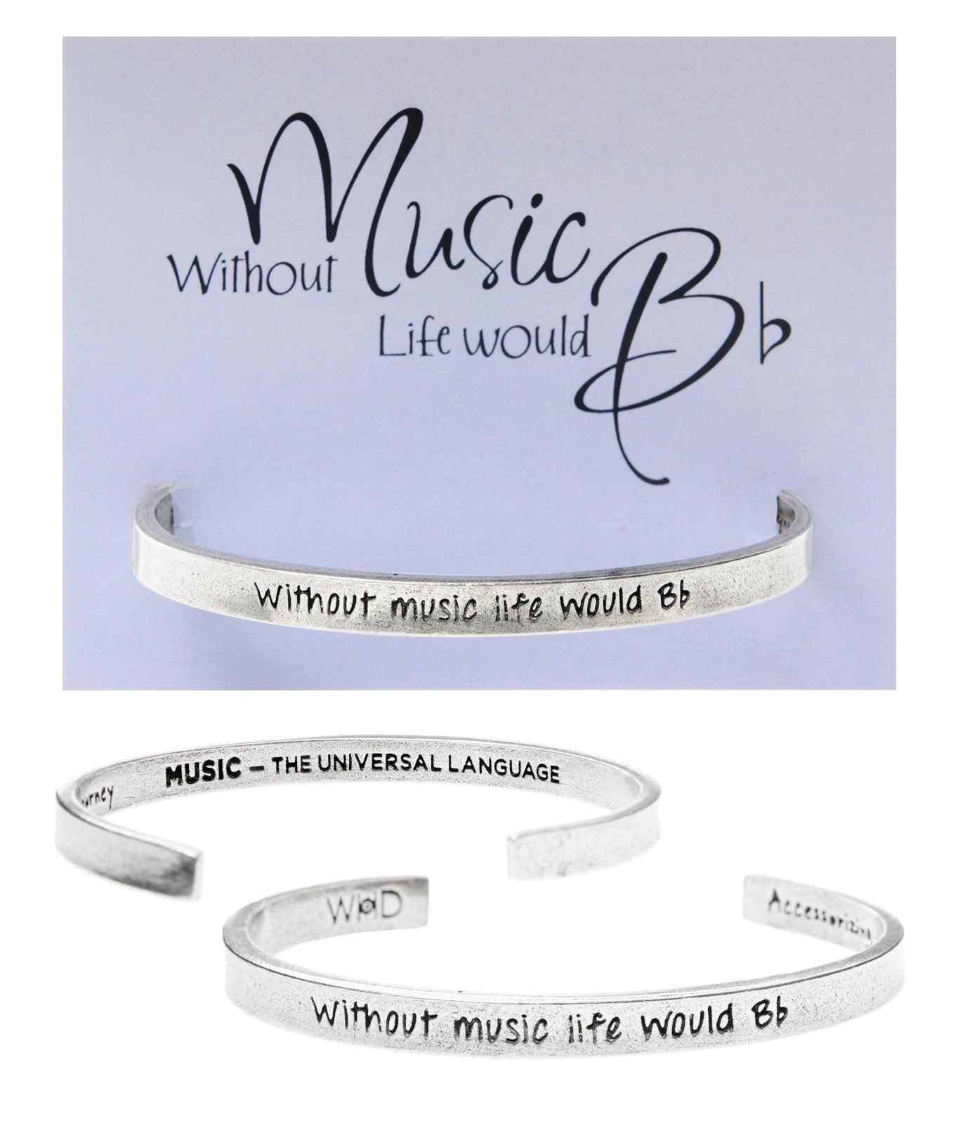 "Without Music Life Would Bb" Quotable Cuff on Without Music Backer Card