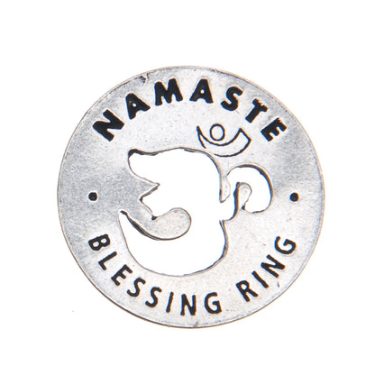 Namaste Blessing Ring – Om Symbol Double-Sided Silver Token, Quarter-Size | Yoga & Meditation Gift
