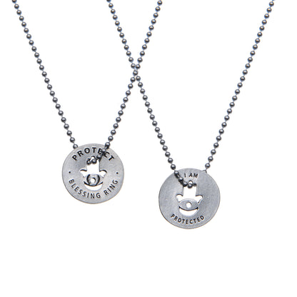Protect Blessing Ring – I Am Protected Hamsa Hand Double-Sided Silver Token, Quarter-Size