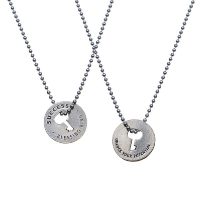Success Blessing Ring – Unlock Your Potential Key Double-Sided Silver Token, Quarter-Size