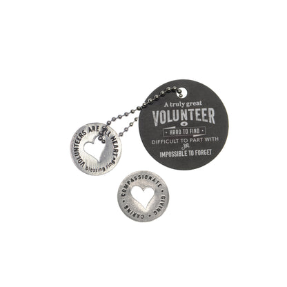 Volunteer Blessing Ring – Compassionate Giving Caring Heart Token, Quarter-Size Double-Sided Silver