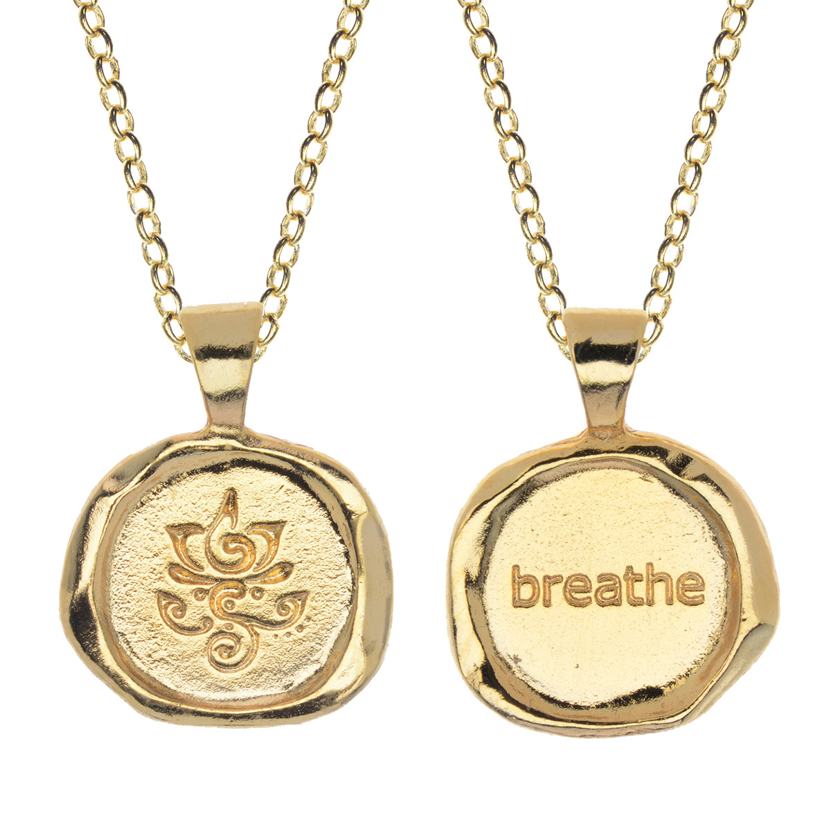 Breathe Wax Seal Necklace - Gold Line