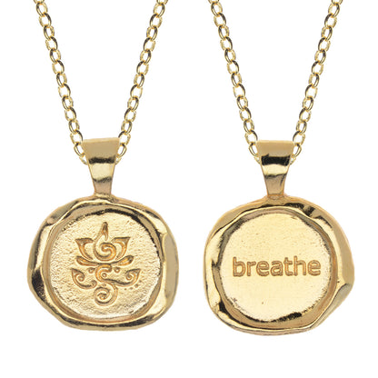 Breathe Wax Seal Necklace - Gold Line