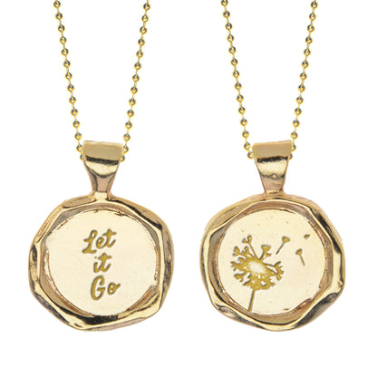 Breathe Wax Seal Necklace - Gold Line