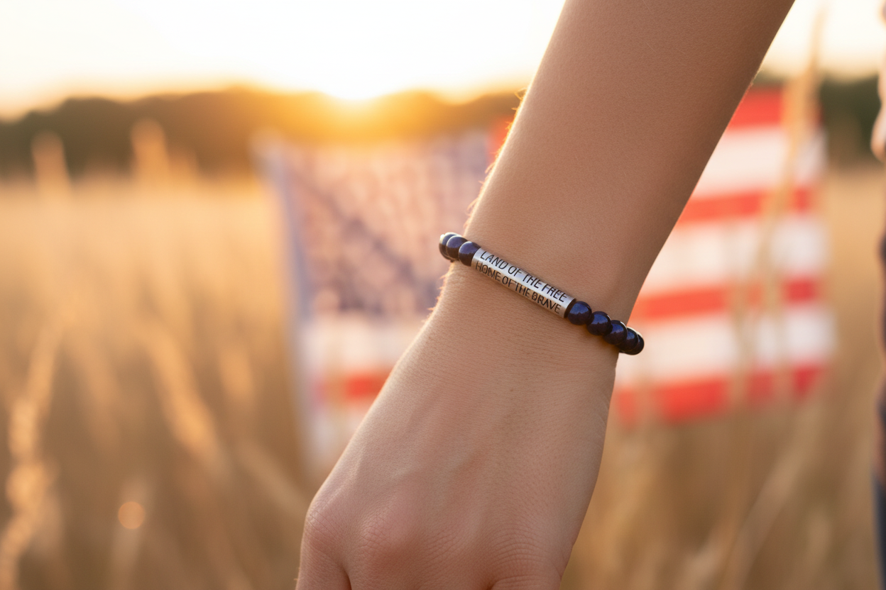 America 250 Blue Bead Bracelet Lifestyle