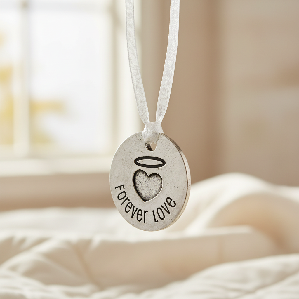 Forever Love Blessing Ring – Angel Heart Memorial Token, Quarter-Size Double-Sided Silver