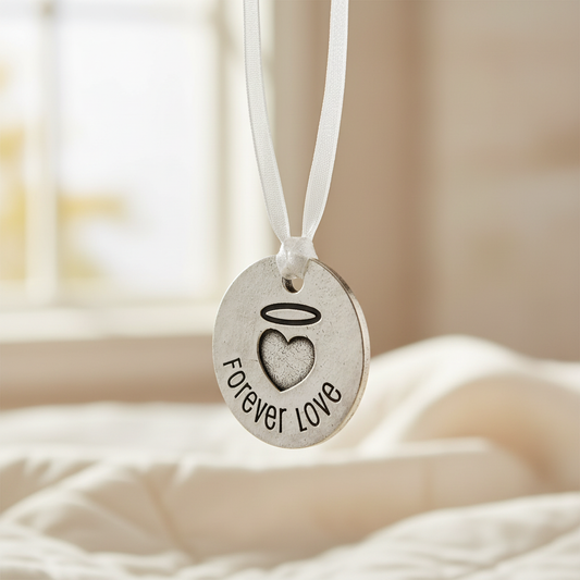 Forever Love Blessing Ring – Angel Heart Memorial Token, Quarter-Size Double-Sided Silver