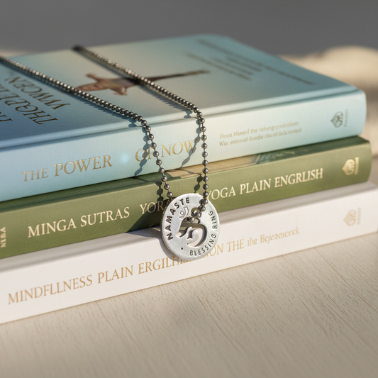 Namaste Blessing Ring on Stack of Books