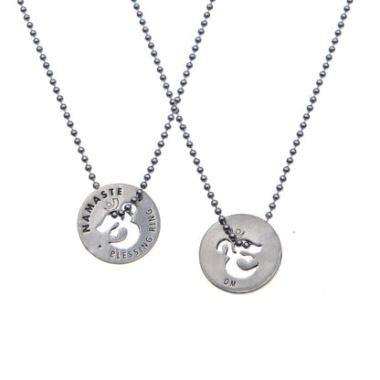 Namaste Blessing Ring – Om Symbol Double-Sided Silver Token, Quarter-Size | Yoga & Meditation Gift