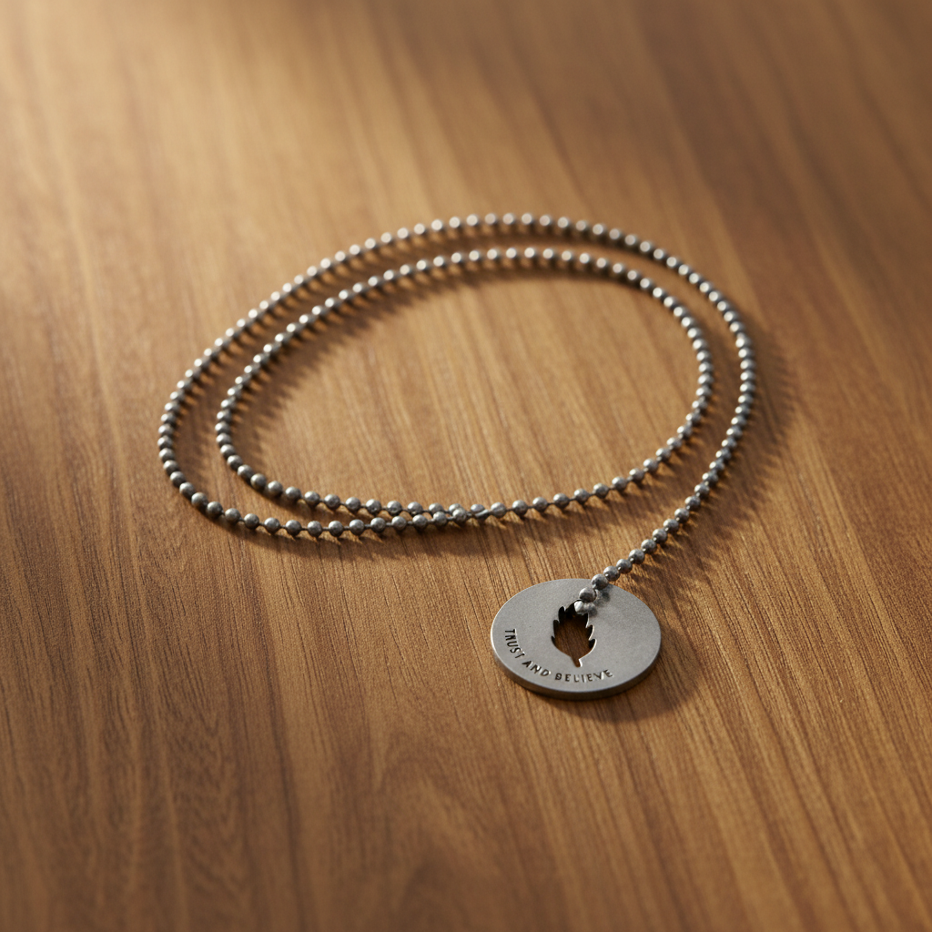 New Beginnings Trust and Believe Necklace on Table