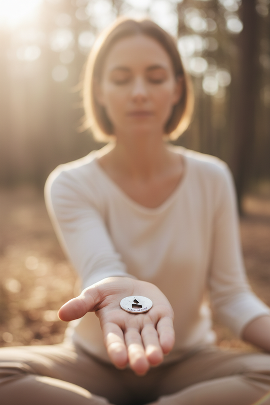 Serenity Blessing Ring – Peace of Mind Candle Double-Sided Silver Token, Quarter-Size