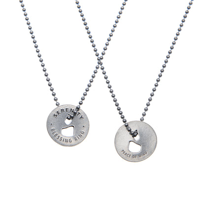 Serenity Blessing Ring – Peace of Mind Candle Double-Sided Silver Token, Quarter-Size