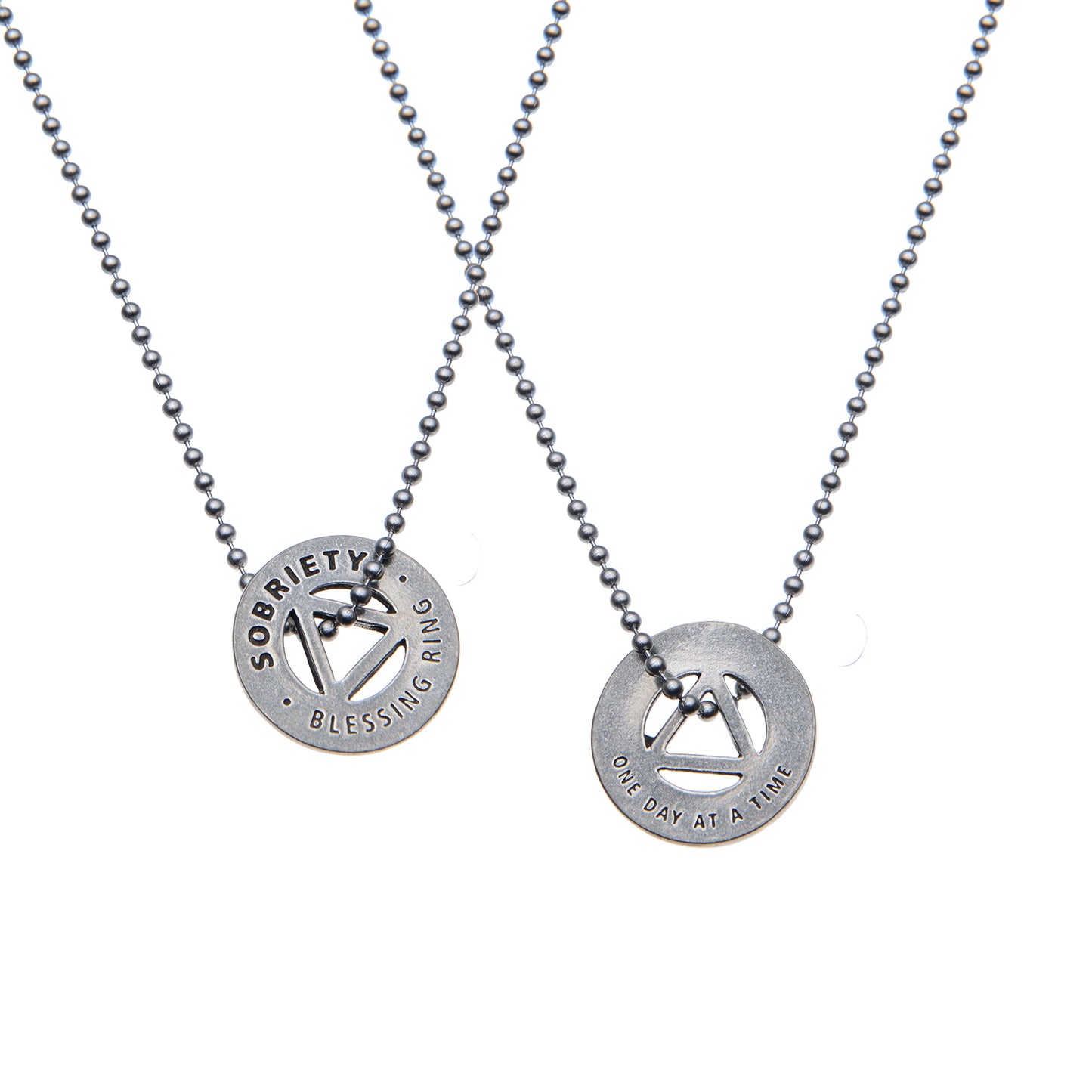Sobriety Blessing Ring – One Day at a Time AA Recovery Symbol Double-Sided Silver Token
