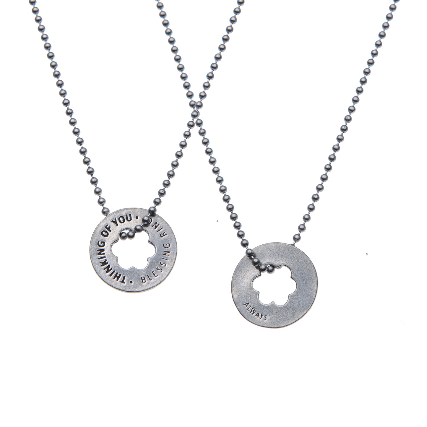 Thinking of You Blessing Ring – Always Flower Cutout Double-Sided Silver Token, Quarter-Size