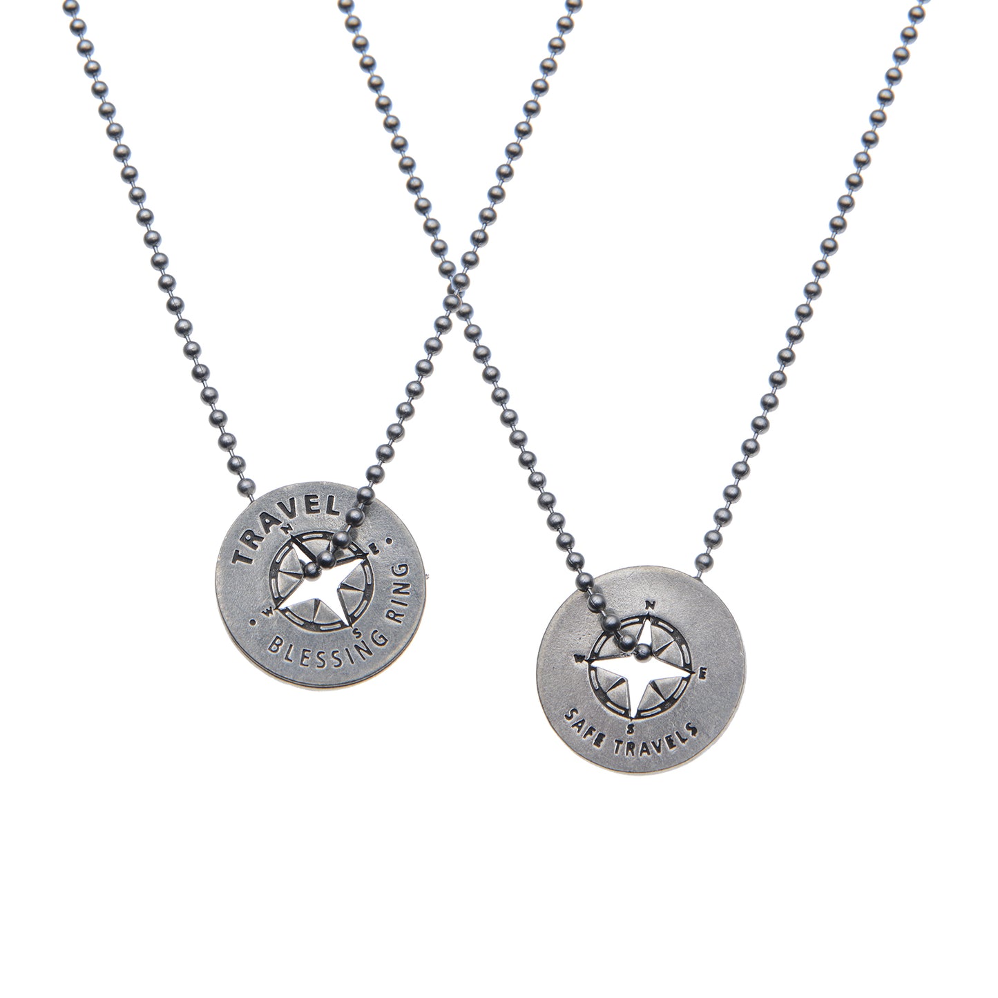 Travel Blessing Ring – Safe Travels Compass Double-Sided Silver Token, Quarter-Size
