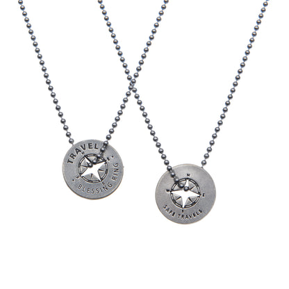 Travel Blessing Ring – Safe Travels Compass Double-Sided Silver Token, Quarter-Size