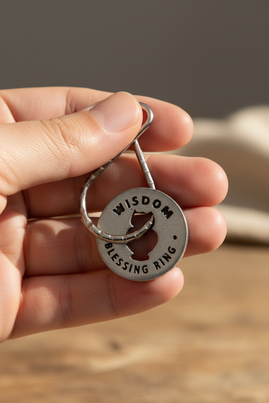 Wisdom Blessing Ring – Knowledge Is Power Owl Double-Sided Silver Token, Quarter-Size