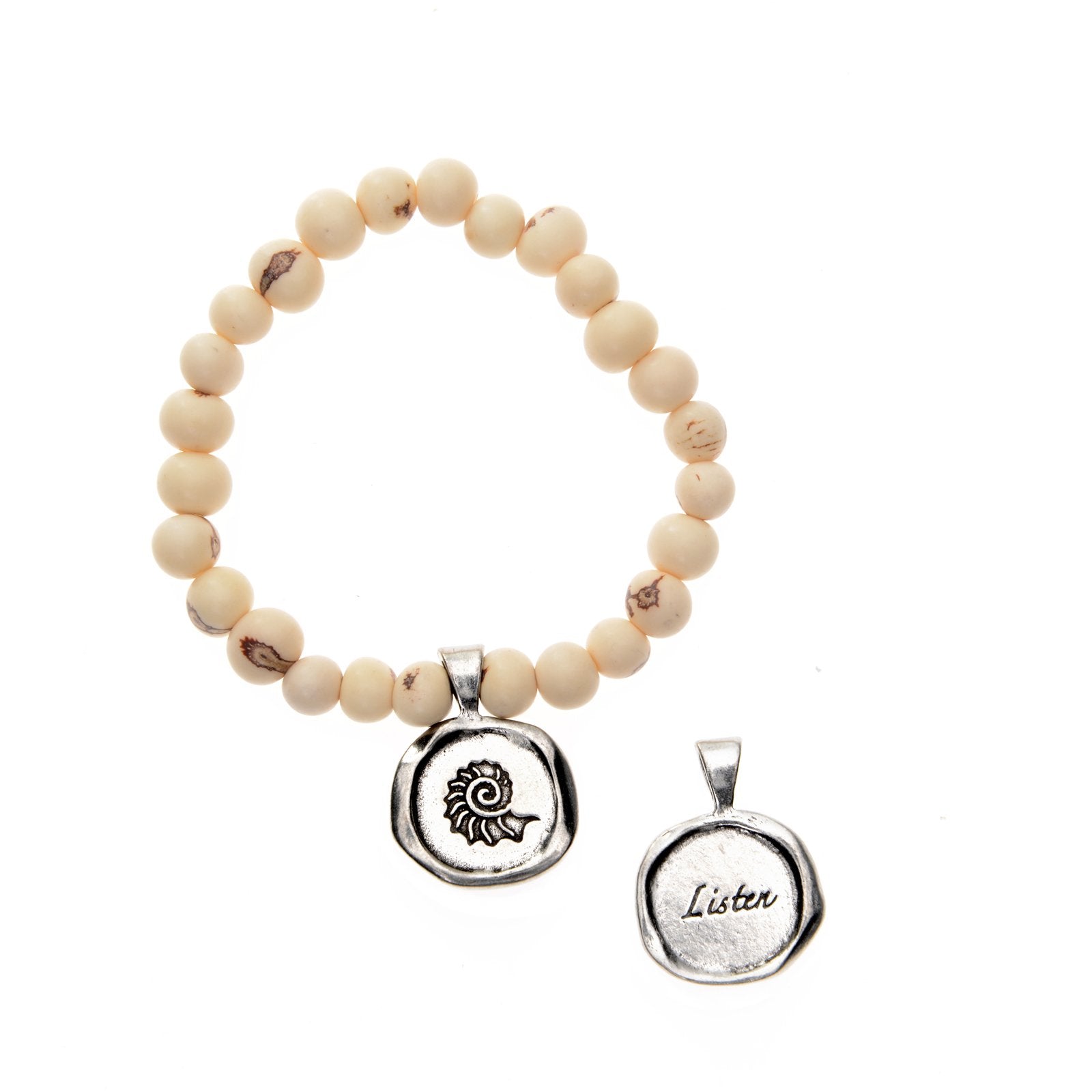 White Acai Seeds of Life Bracelet with Wax Seal - Whitney Howard Designs