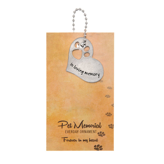 Everyday Ornament - Paw Card with Pet Memorial Heart & Chain