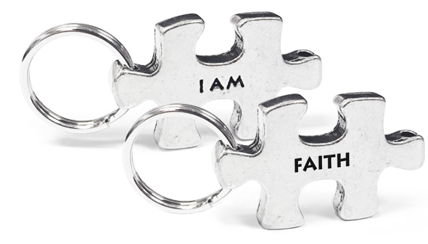 Faith Puzzle Piece Token on Key Loop