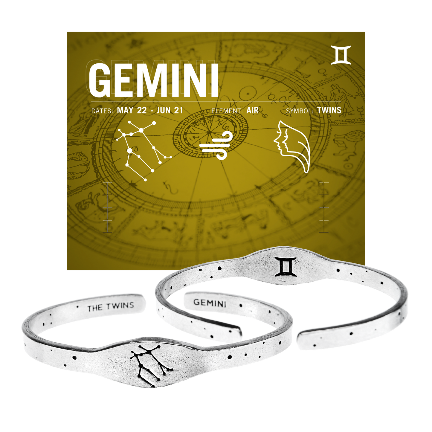 Zodiac Cuff Bracelet - Gemini