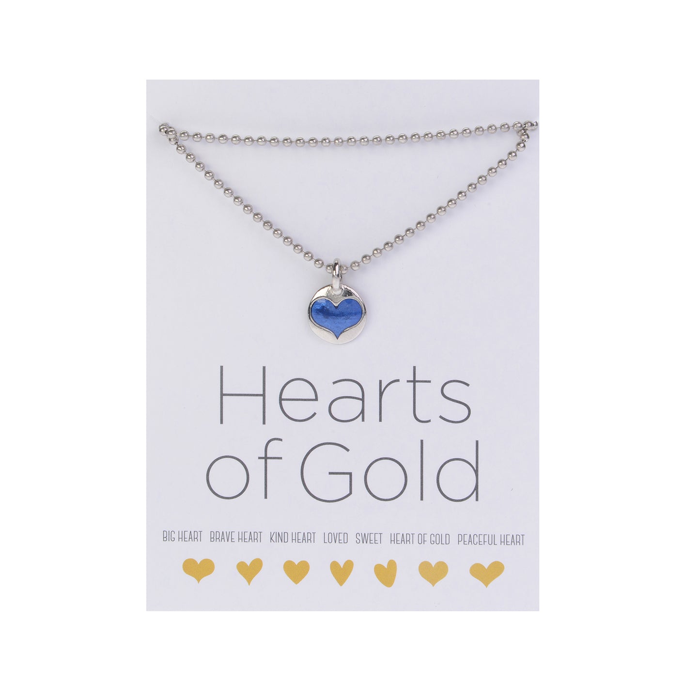 Hearts Of Gold Necklace:  18&quot; Silver Ball Chain with Silver Big Heart Charm