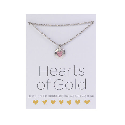 Hearts Of Gold Necklace:  18&quot; Silver Ball Chain with Silver Sweet Heart Charm