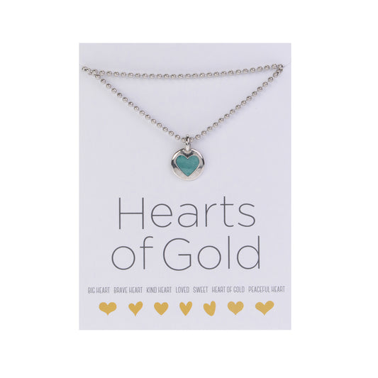 Hearts of Gold Necklace   18&quot; Silver Ball Chain with Silver Kind Heart Charm