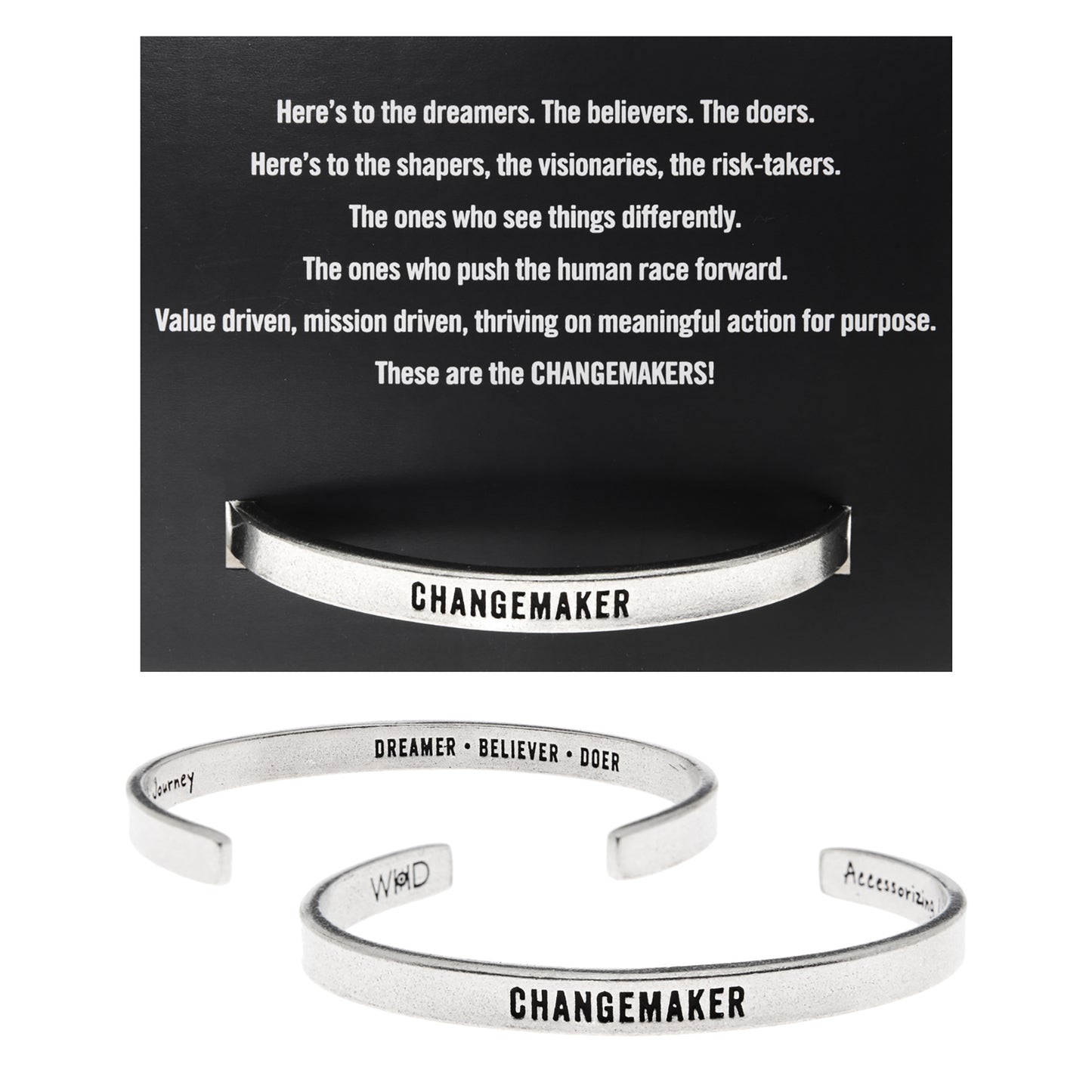 Changemaker Quotable Cuff Bracelet on Changemaker Backer Card