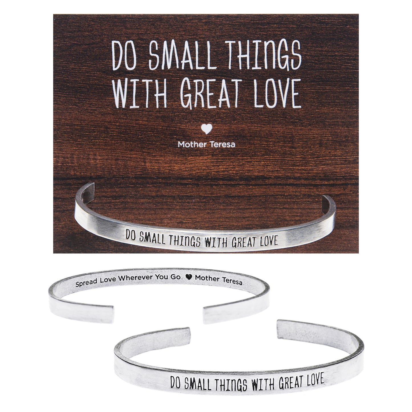 Do Small Things with Great Love Quotable Cuff Bracelet on Backer Card