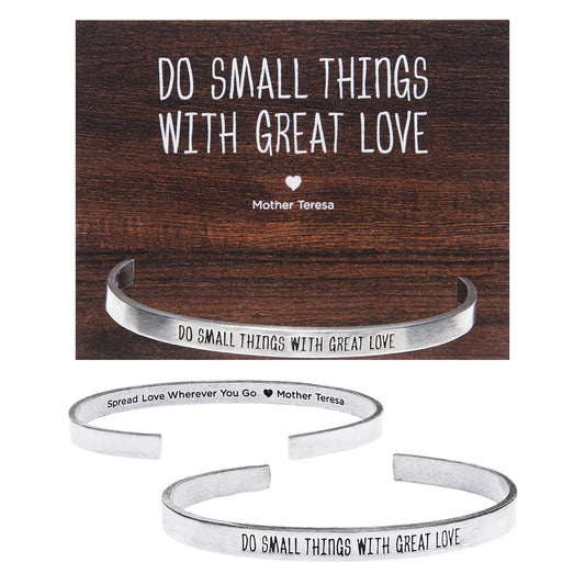 Do Small Things with Great Love Quotable Cuff Bracelet on Backer Card