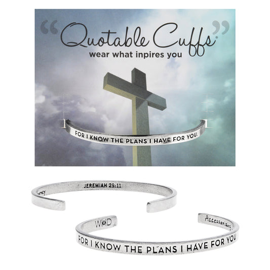 For I Know The Plans Quotable Cuff Bracelet on Cross Backer Card