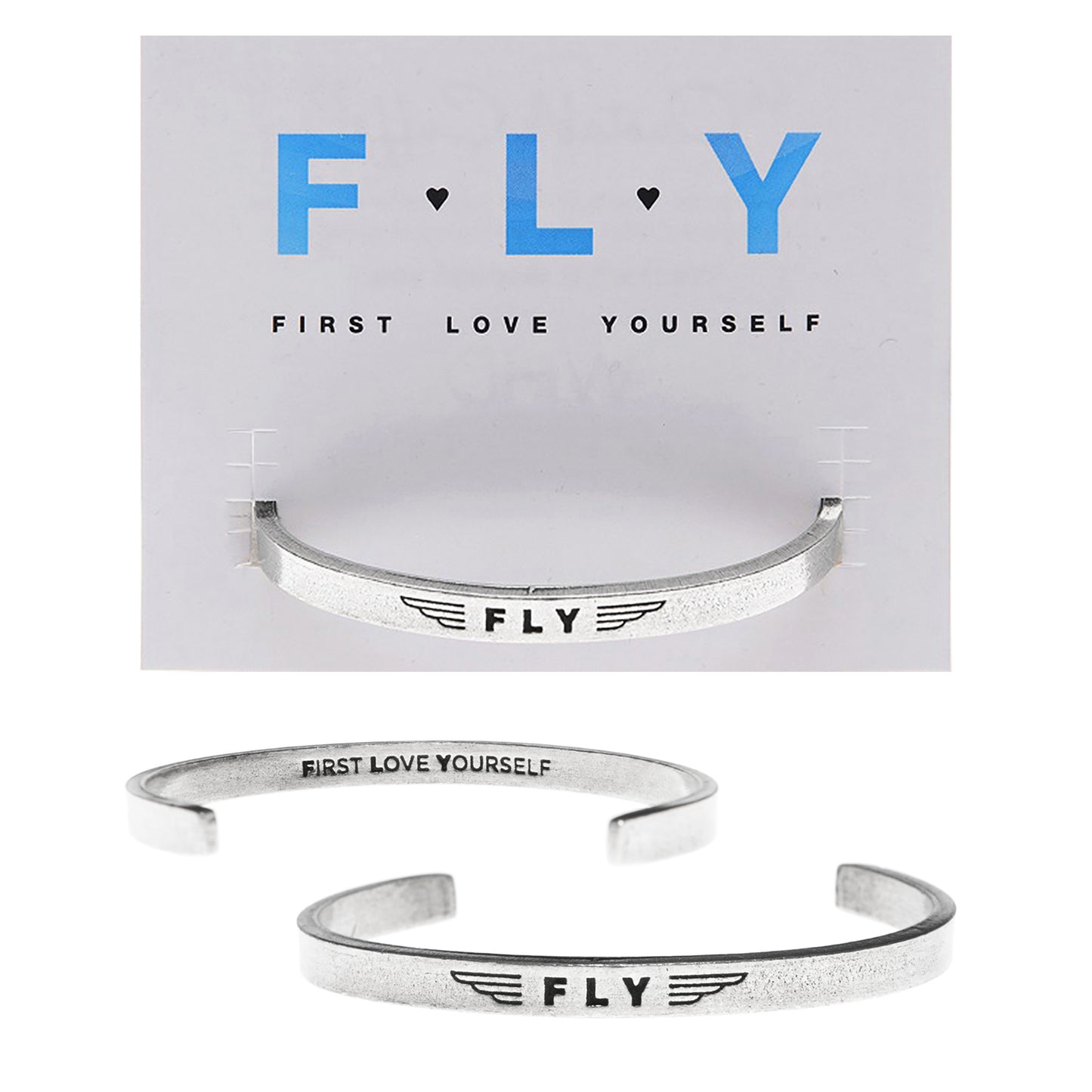 FLY - First Love Yourself Quotable Cuff Bracelet on FLY Backer Card