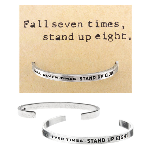 Fall Seven Times, Stand Up Eight Quotable Cuff Bracelet on Fall Seven Times Backer Card