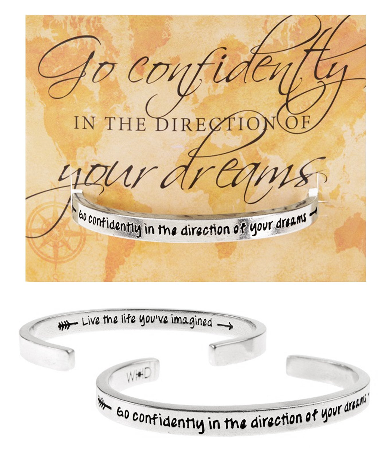 &quot;Go confidently in the direction of your dreams&quot; Quotable Cuff with Go Confidently Backer Card