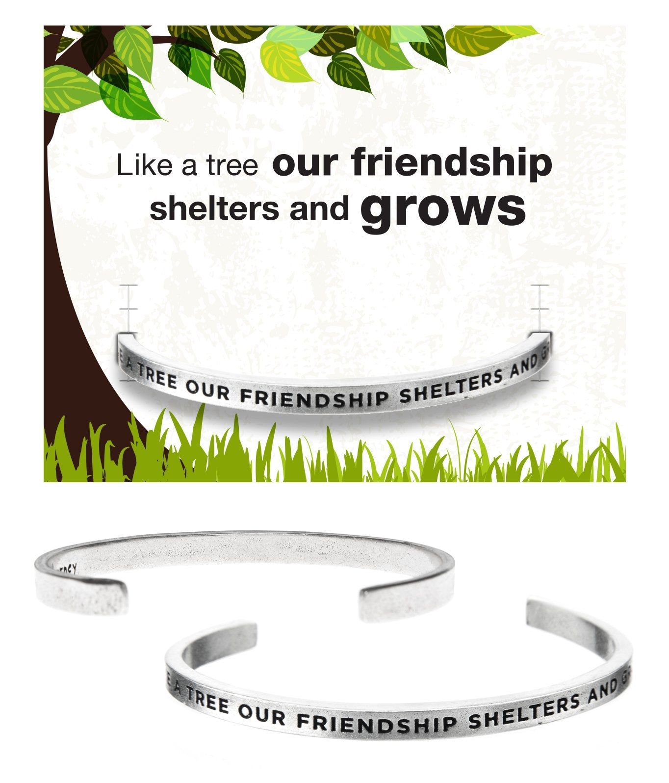 &quot;Like A Tree Our Friendship Grows&quot; Quotable Cuff on Like A Tree Backer Card