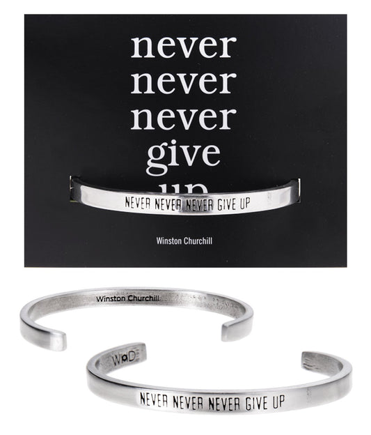 &quot;Never, Never, Never Give Up&quot; Quotable Cuff on Never Give Up Backer Card