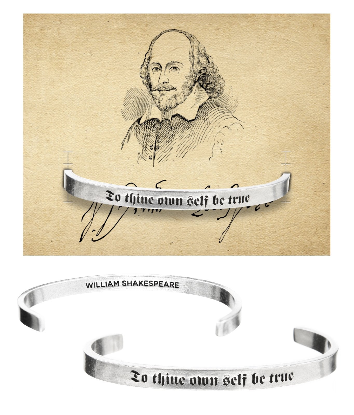 &quot;To Thine Own Self Be True&quot; Quotable Cuff on Shakespeare Backer Card