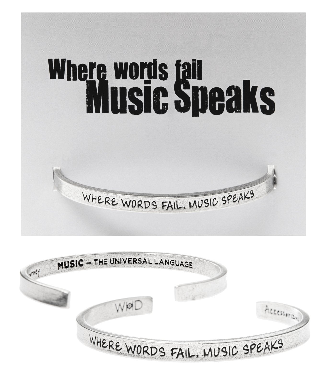 &quot;Where Words Fail Music Speaks&quot; Quotable Cuff on Where Words Fail Backer Card