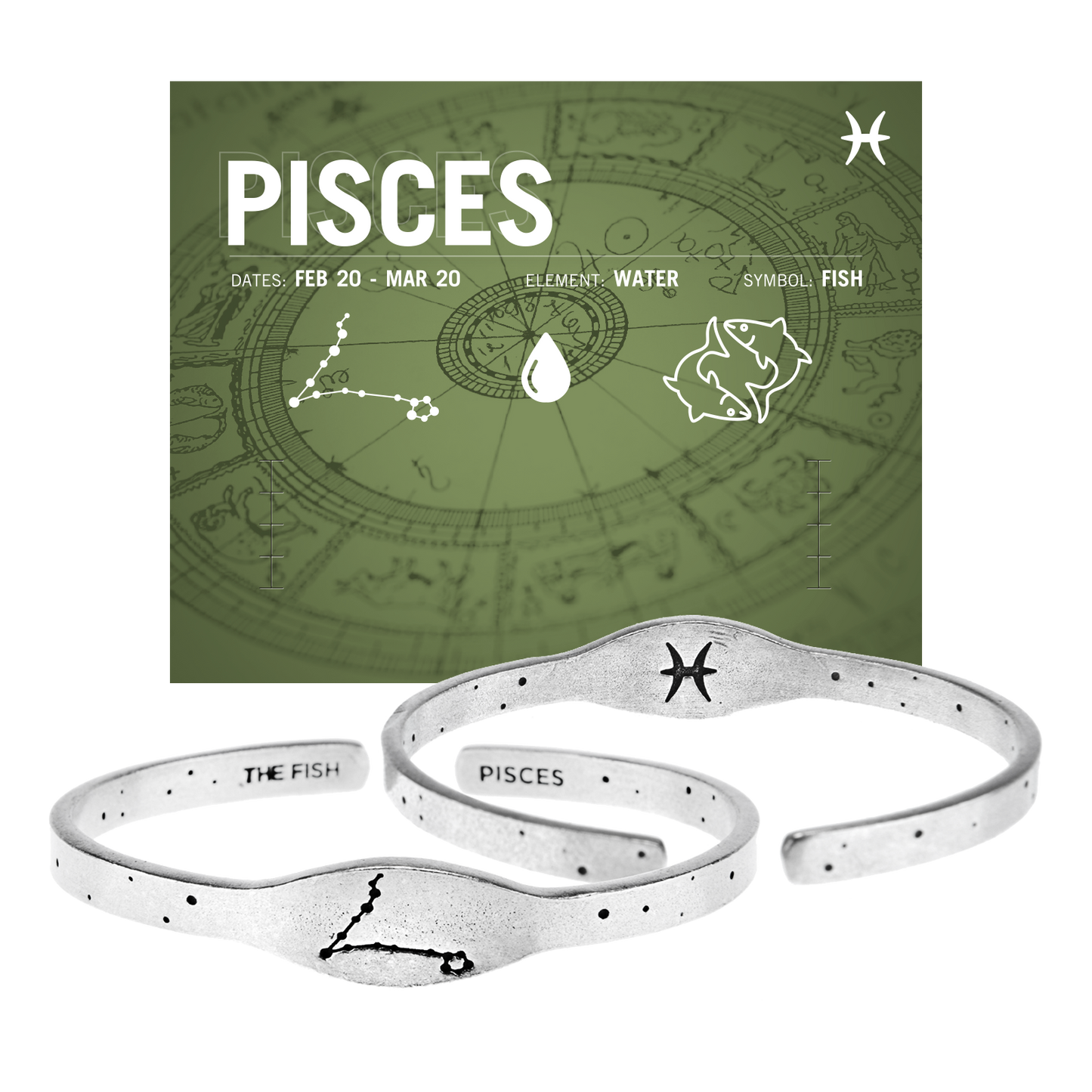 Zodiac Cuff Bracelet - Pisces