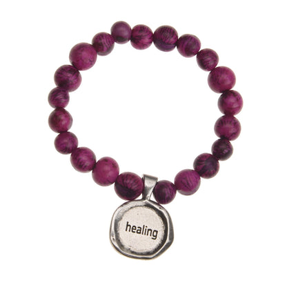 Tiger Fuschia Acai Seeds of Life Bracelet with Wax Seal - Whitney Howard Designs