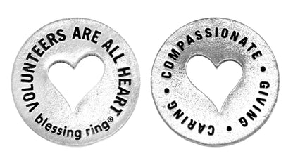 Volunteer Blessing Ring – Compassionate Giving Caring Heart Token, Quarter-Size Double-Sided Silver