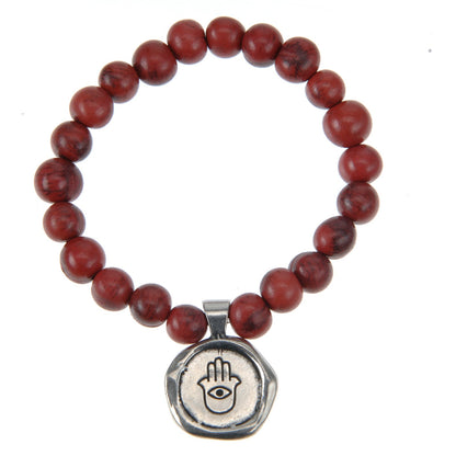 Acai Seeds Of Life Bracelet with Wax Seal - Cranberry