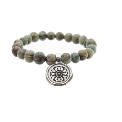 Acai Seeds Of Life Bracelet with Wax Seal - Tiger Olive Green