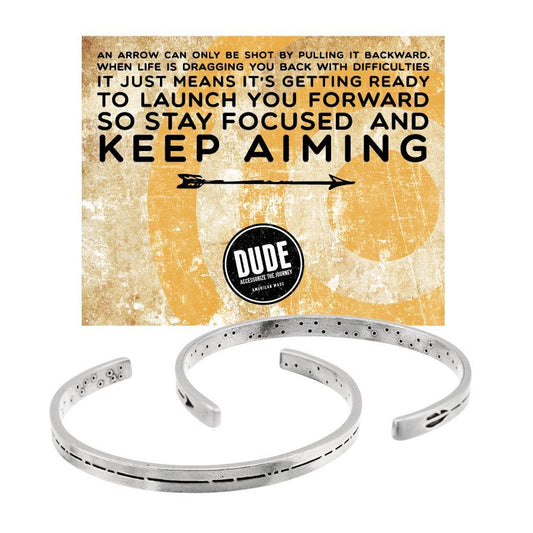 &quot;Arrow&quot; DUDE Cuff with Keep Aiming Backer Card